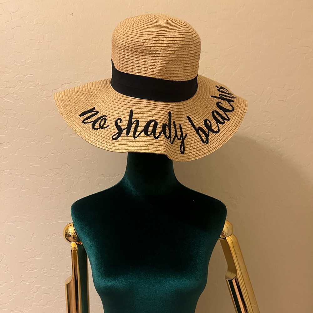 Embroidered “no shady beaches” sun hat NEW